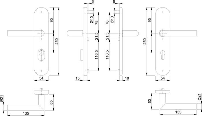 Schutzgarnitur Ams.1400/3331/3310 Alu.F1 92mm 67-72mm HOPPE