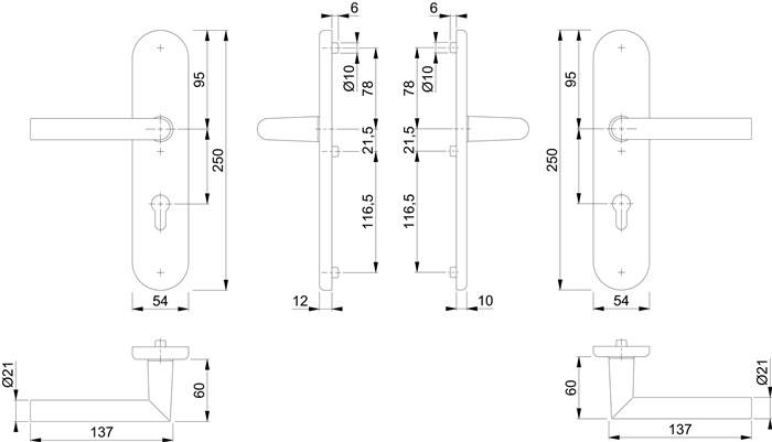 Schutzgarnitur Ams.1400/3331/3310 Alu.F1 72mm 42-47mm HOPPE