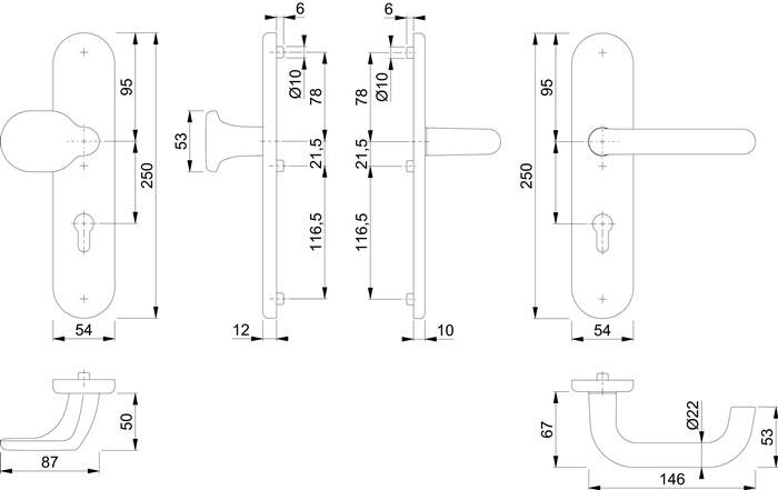 Schutzgarnitur Paris 86G/3331/3310/138 Alu.F4 92mm 67-72mm HOPPE