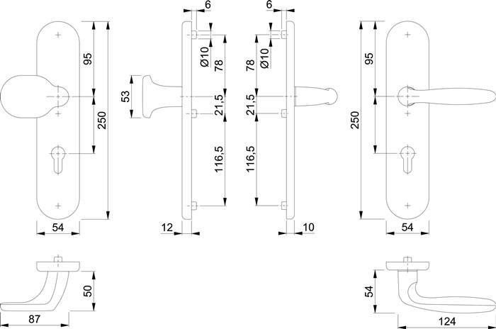 Schutzgarnitur Verona 86G/3331/3310/1510 Alu.F1 92mm 67-77mm HOPPE