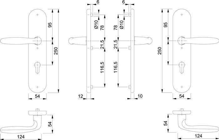 Schutzgarnitur Verona 1510/3331/3310 Alu.F1 72mm 42-47mm HOPPE