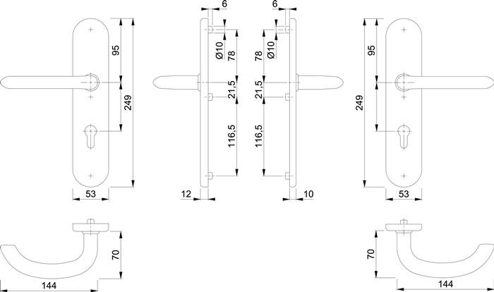 Schutzgarnitur Mar.E1138Z/3331/3310 VA F69 92mm 66-71mm HOPPE