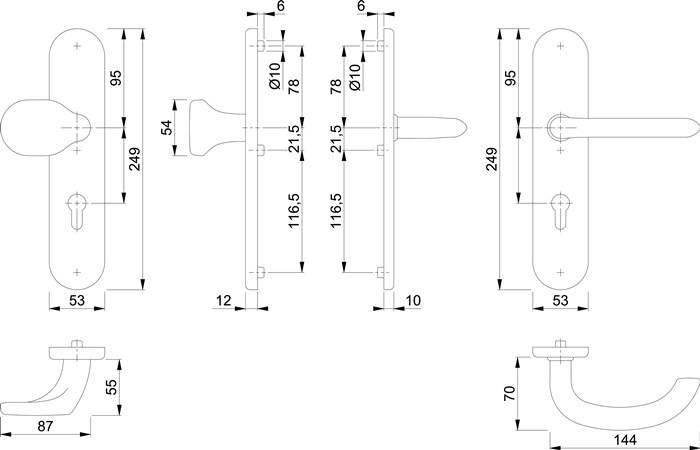 Schutzgarnitur Mar.E86G/3331/3310/1138Z VA F69 92mm 66-71mm HOPPE