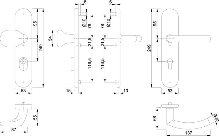 Schutzgarnitur Tro.E86G/3332ZA/3310/1430Z VA F69 72mm 42-47mm HOPPE