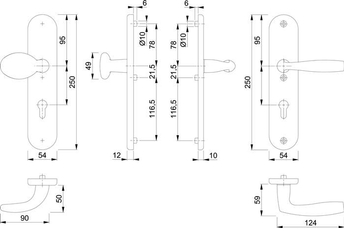 Schutzgarnitur Vit.1515/3331/3410 Alu.F1 72mm 42-47mm HOPPE…