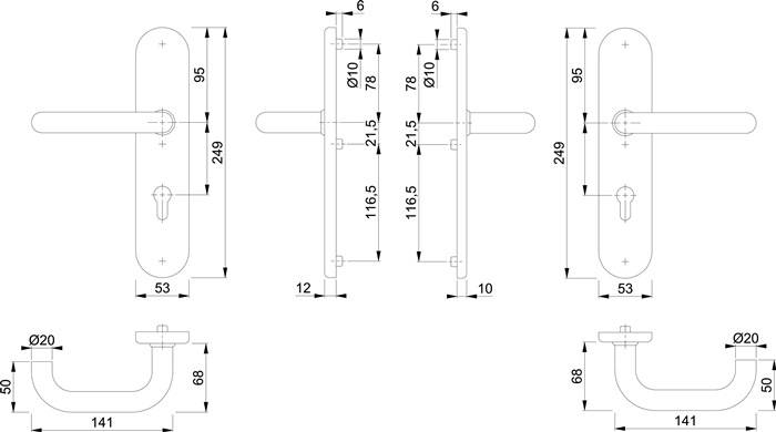 Schutzgarnitur Paris E138Z/3331/3310 VA F69 72mm 42-47mm HOPPE