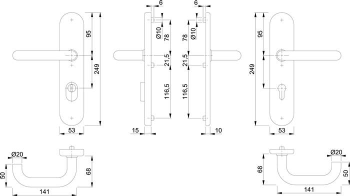 Schutzgarnitur Paris E138Z/3332ZA/3310 VA F69 72mm 42-47mm HOPPE