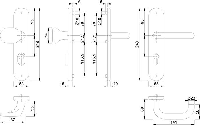 Schutzgarnitur Paris E86G/3332ZA/3310/138Z VA F69 92mm 67-72mm HOPPE