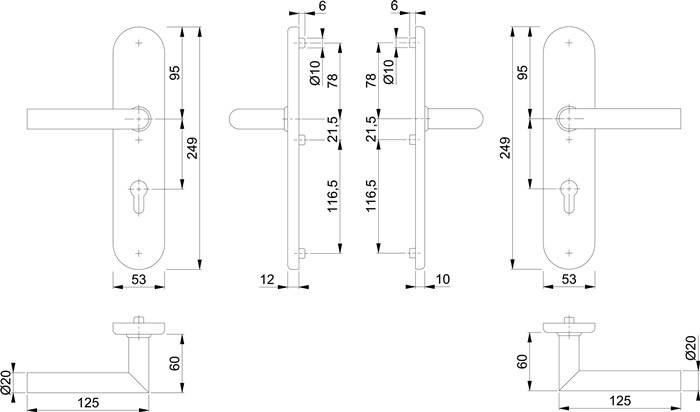 Schutzgarnitur Ams.E1400Z/3331/3310 VA F69 72mm 42-47mm HOPPE