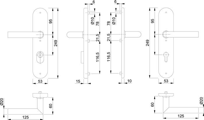 Schutzgarnitur Ams.E1400Z/3332ZA/3310 VA F69 92mm 67-72mm HOPPE
