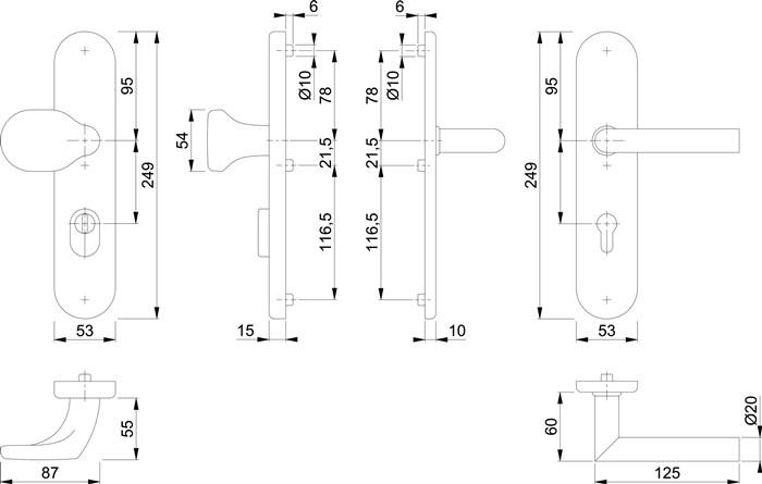 Schutzgarnitur Ams.E86G/3332ZA/3310/1400Z VA F69 92mm 67-72mm HOPPE