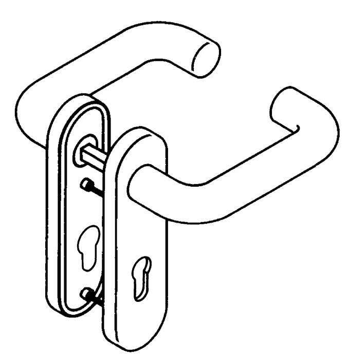 Kurzschildgarnitur 111R01.110 99 Ku.99 BB rd Drückergrt.HEWI