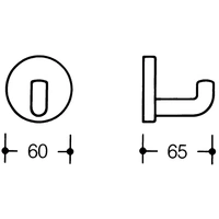 Einzelhaken 477.90.045 einfach A.65mm PA reinweiß 99 D.60mm HEWI Einzelhaken 477.90.045 einfach A.65mm PA reinweiß 99 D.60mm HEWI