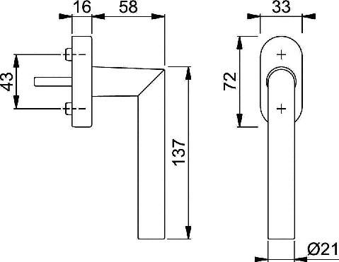Fenstergriff Ams.E0400/US956 VA ma 32-42mm Secustik®/VarioFit® Stand.HOPPE