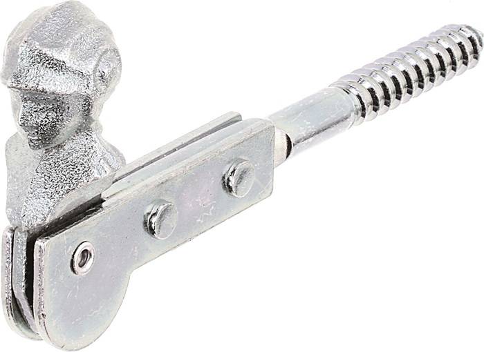 Eine Stahl-Büroklammer mit Bulldoggen-Design, die an einem silbernen flexiblen Arm befestigt ist und häufig zum Festhalten von Papieren oder Gegenständen verwendet wird.