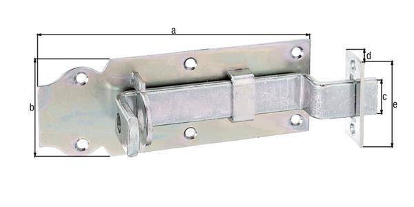 Schlossriegel L.140mm B.52mm gekr.STA galv.verz.d.pass.Ausschub 30mm GAH