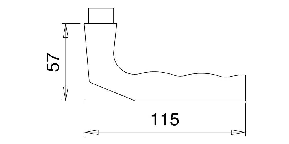 EDI Türdrückerlochteil 125 Z Aluminium F1 / naturfarbig Vierkant 8 mm