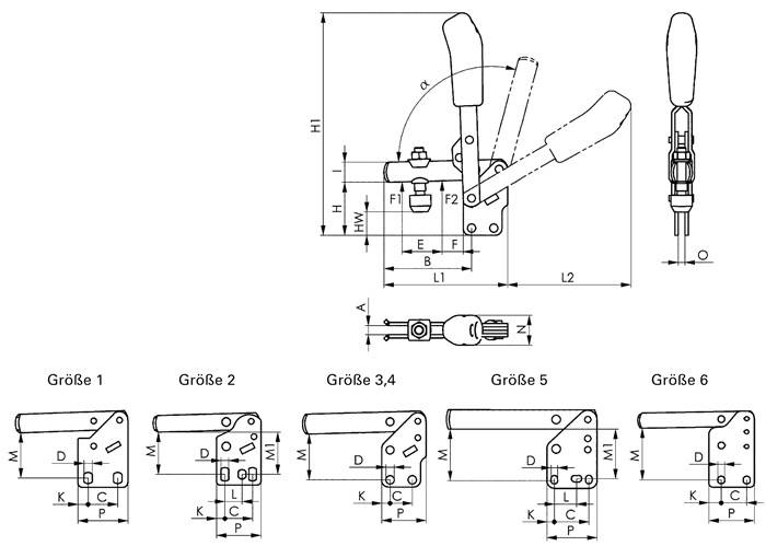 Senkrechtspanner Nr.6802 Gr.3 senkrechter Fuß AMF