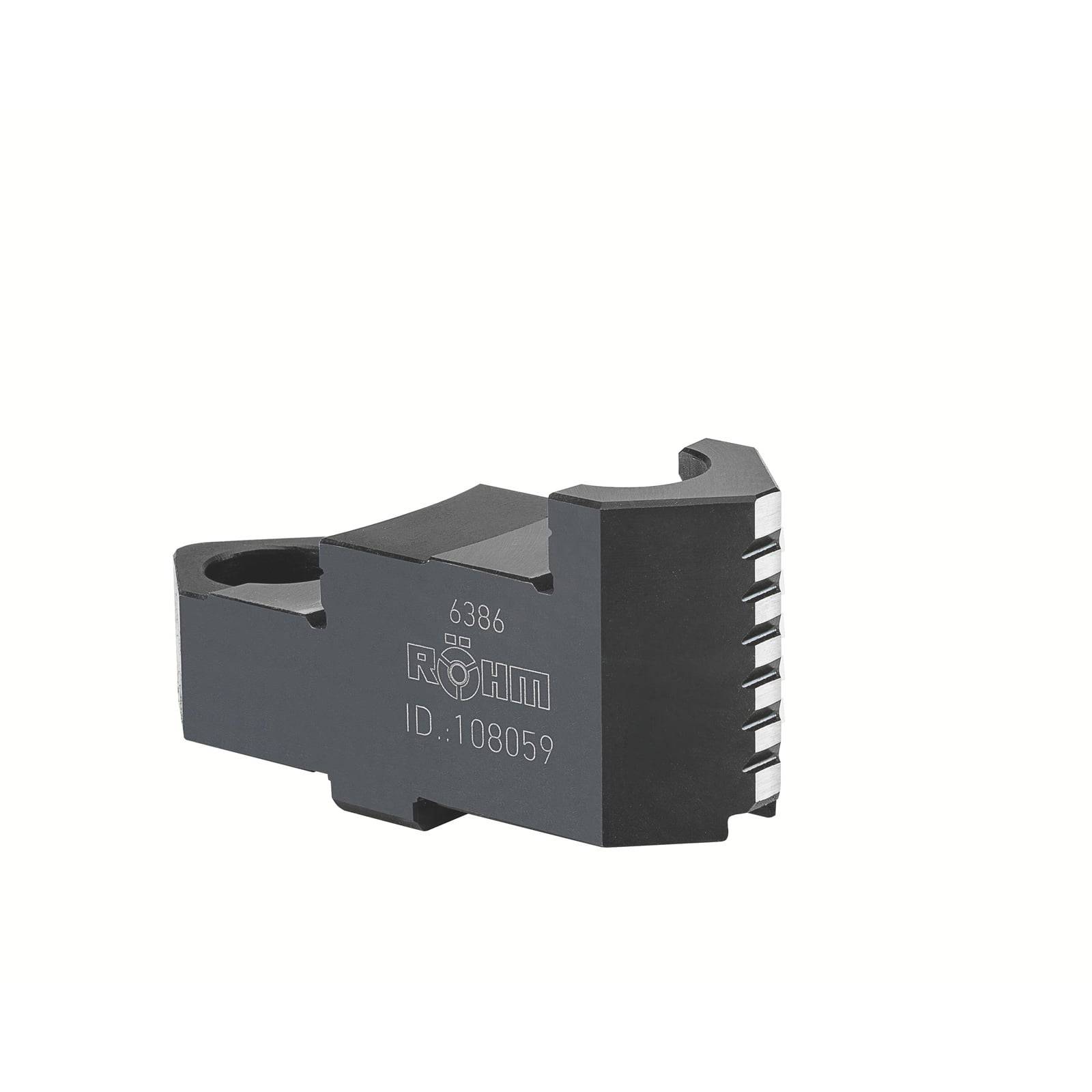 Ein Metallwerkzeug mit Nuten, markenzeichen 'Röhm', gekennzeichnet mit '6386 ID: 108059'.