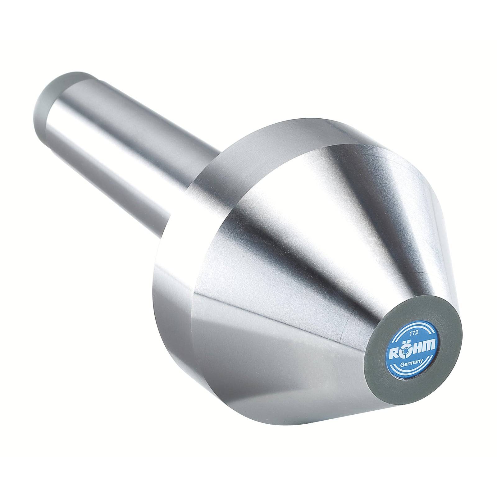 Ein metallisches kegelförmiges Werkzeug mit zylindrischer Basis, das das Logo 'Rohm Germany' trägt und wahrscheinlich in der Bearbeitung oder Technik verwendet wird.
