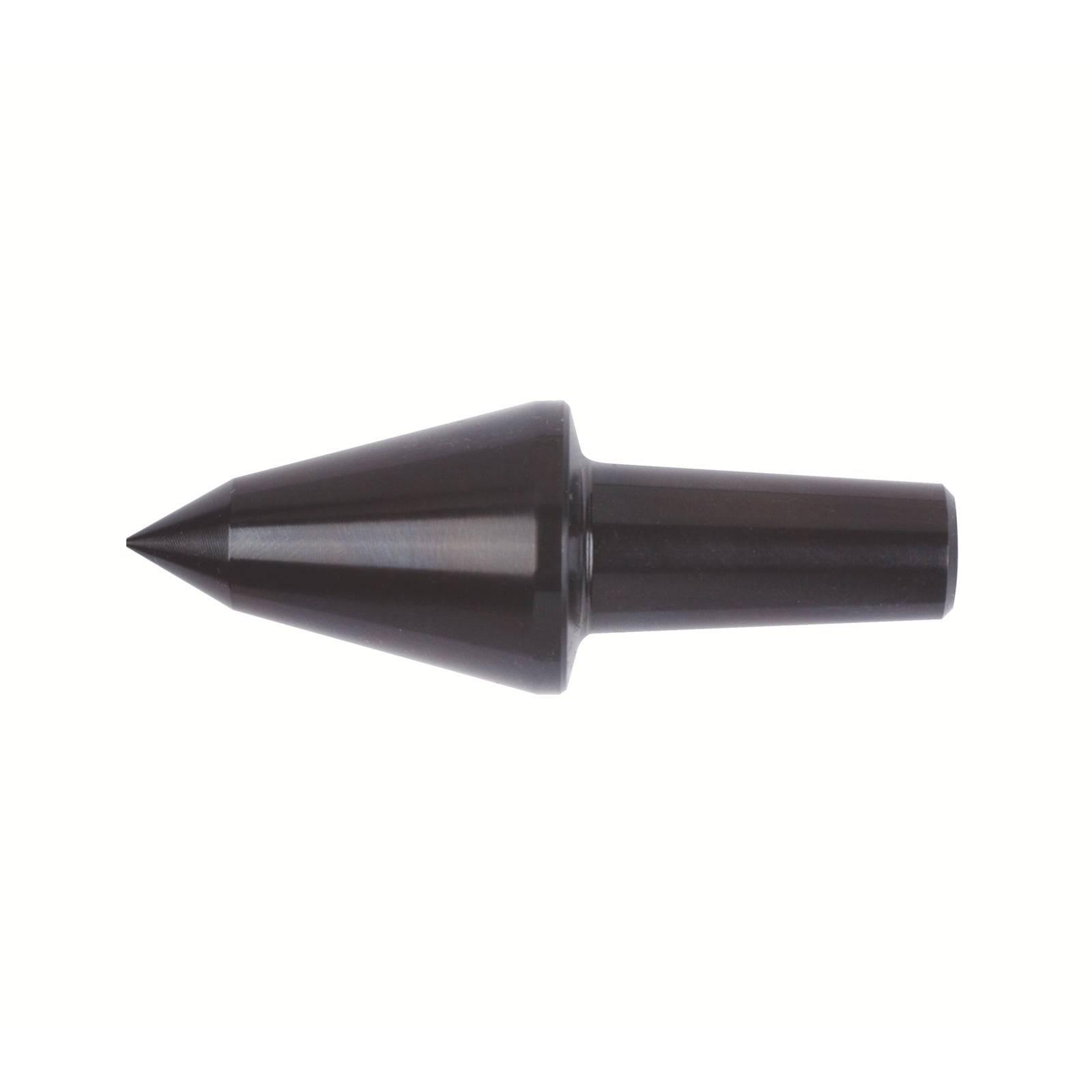 Ein schwarzes Metalllive-Center mit einer spitzen Kegelform und einer zylindrischen Basis, das bei Bearbeitungs- und Drehmaschinen-Operationen verwendet wird.