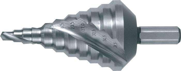 Stufenbohrer Bohrber.5,3-38,5mm HSS Spiralnut Z.2 Stufen 11 RUKO
