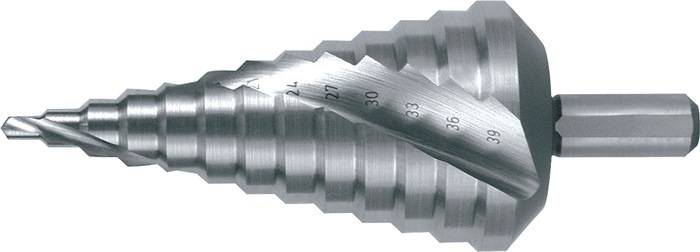 Stufenbohrer Bohrber.4-39mm HSS-Co5 Spiralnut Z.2 Stufen 12 RUKO