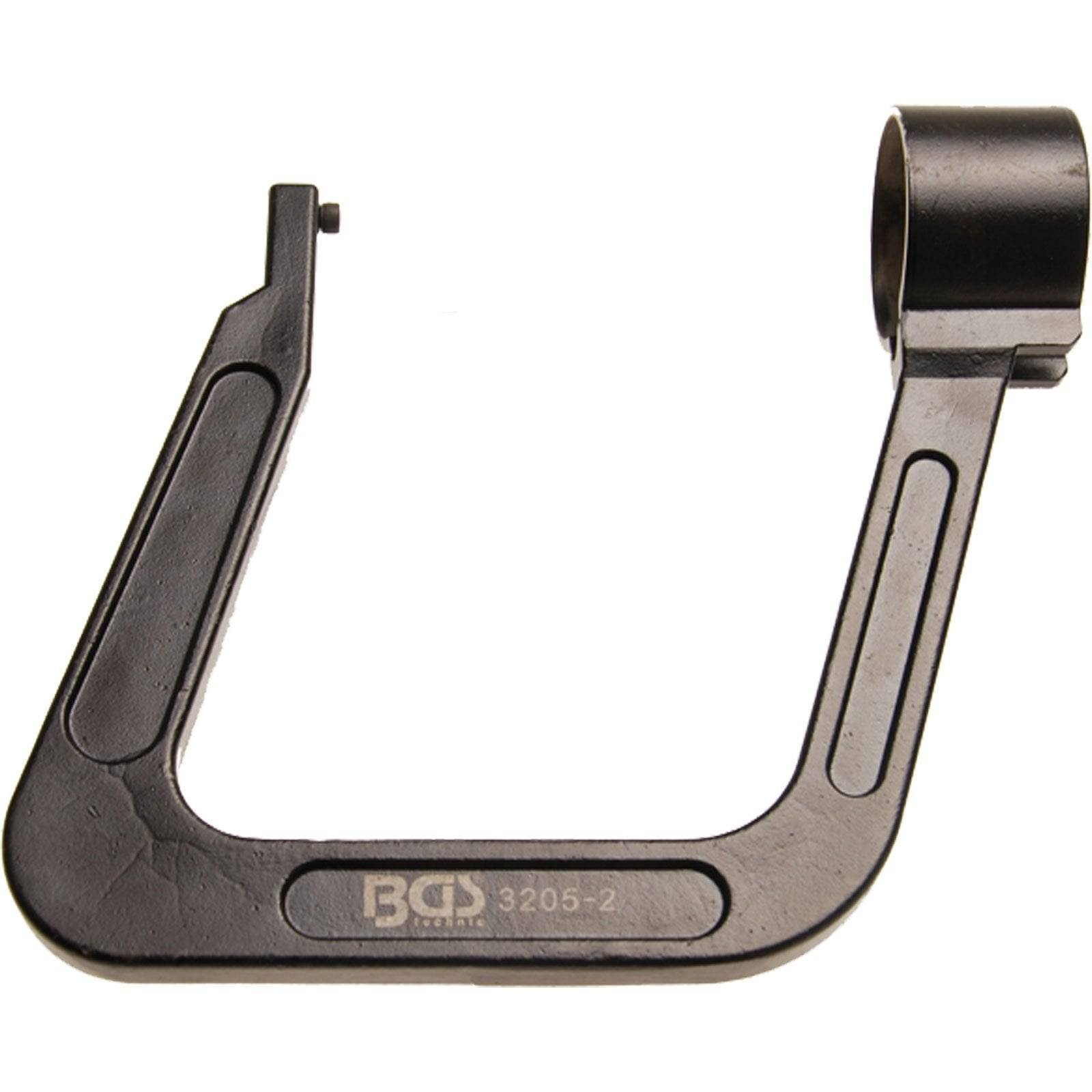 Ein schwarzes U-förmiges Werkzeug mit der Aufschrift 'BGS 3205-2', das für automobil- oder mechanische Zwecke verwendet wird.