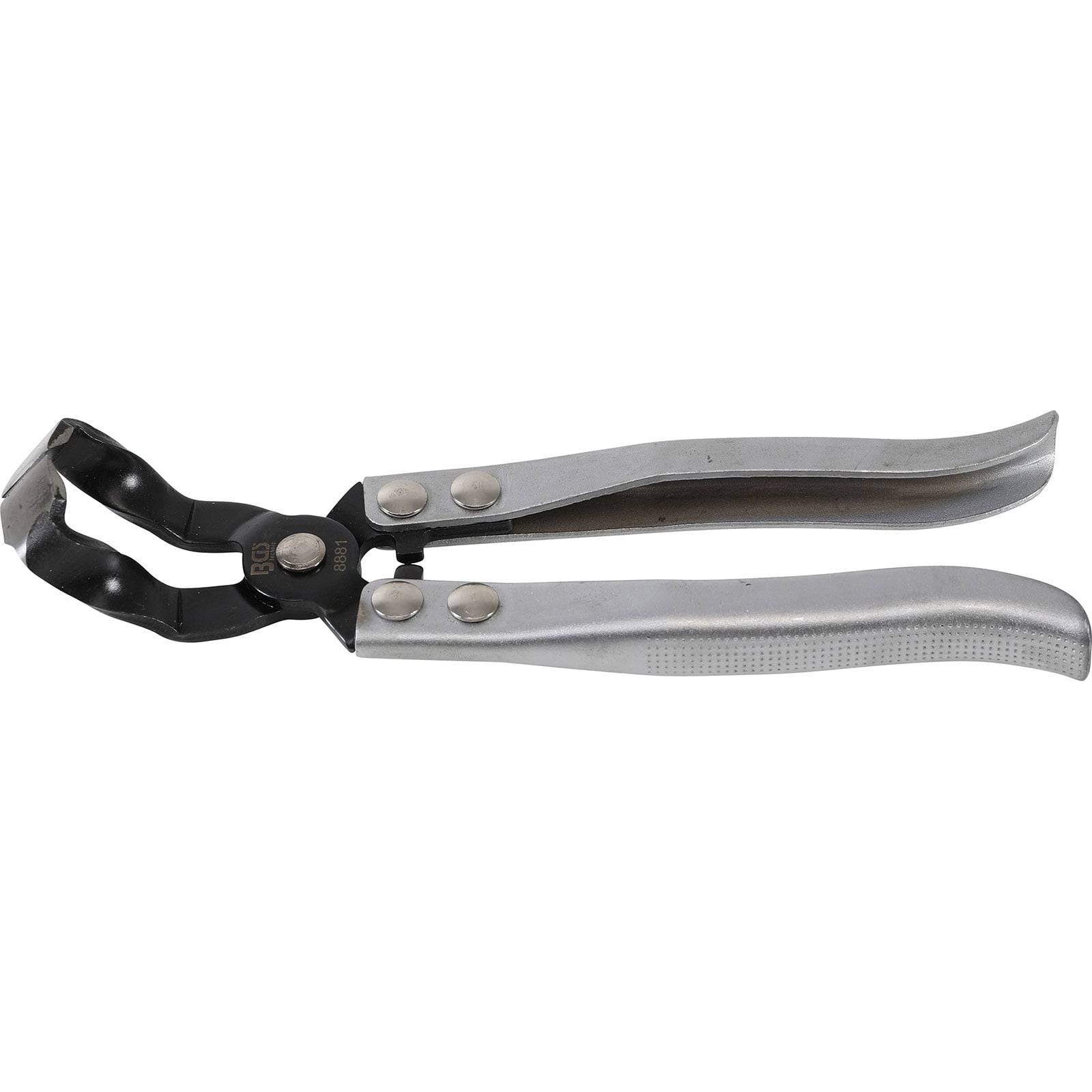 Metallische Sicherungsringzange mit abgerundeten, strukturierten Griffen, die zum einfachen Einsetzen und Entfernen von Sicherungsringen entwickelt wurden.