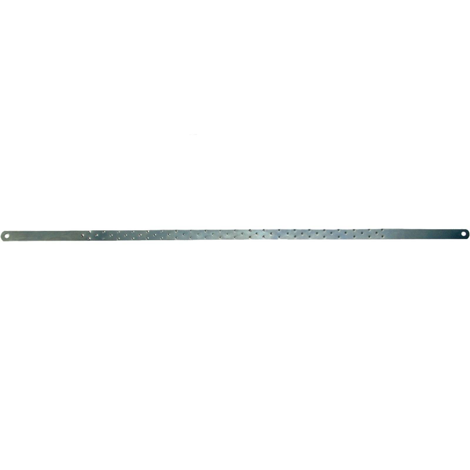 Ein langer, dünner Metallstreifen mit gleichmäßig verteilten Löchern, der wahrscheinlich für strukturelle Unterstützung oder Ausrichtung bei Bau- oder Hardwareprojekten verwendet wird.