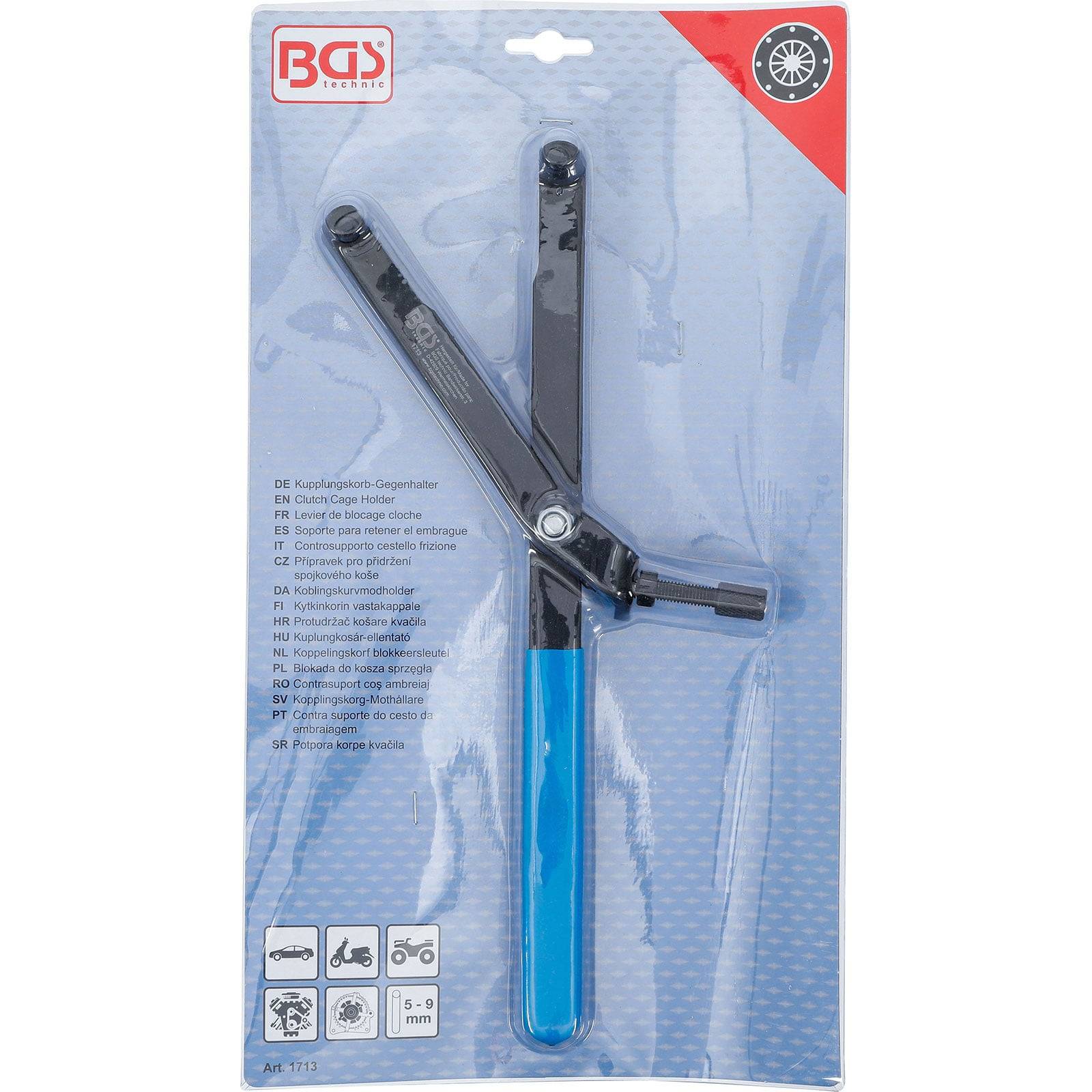BGS-Marke Ölfilterschlüssel mit blauem Griff in Verpackung, beschriftet als 