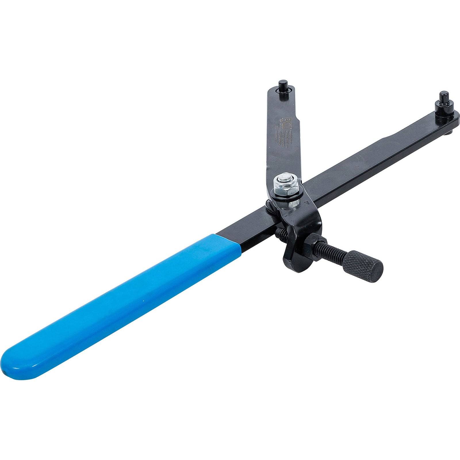 Ein Metallketten-Trennwerkzeug mit blauem Griff, das zum Entfernen und Installieren von Stiften in Fahrradketten entwickelt wurde.