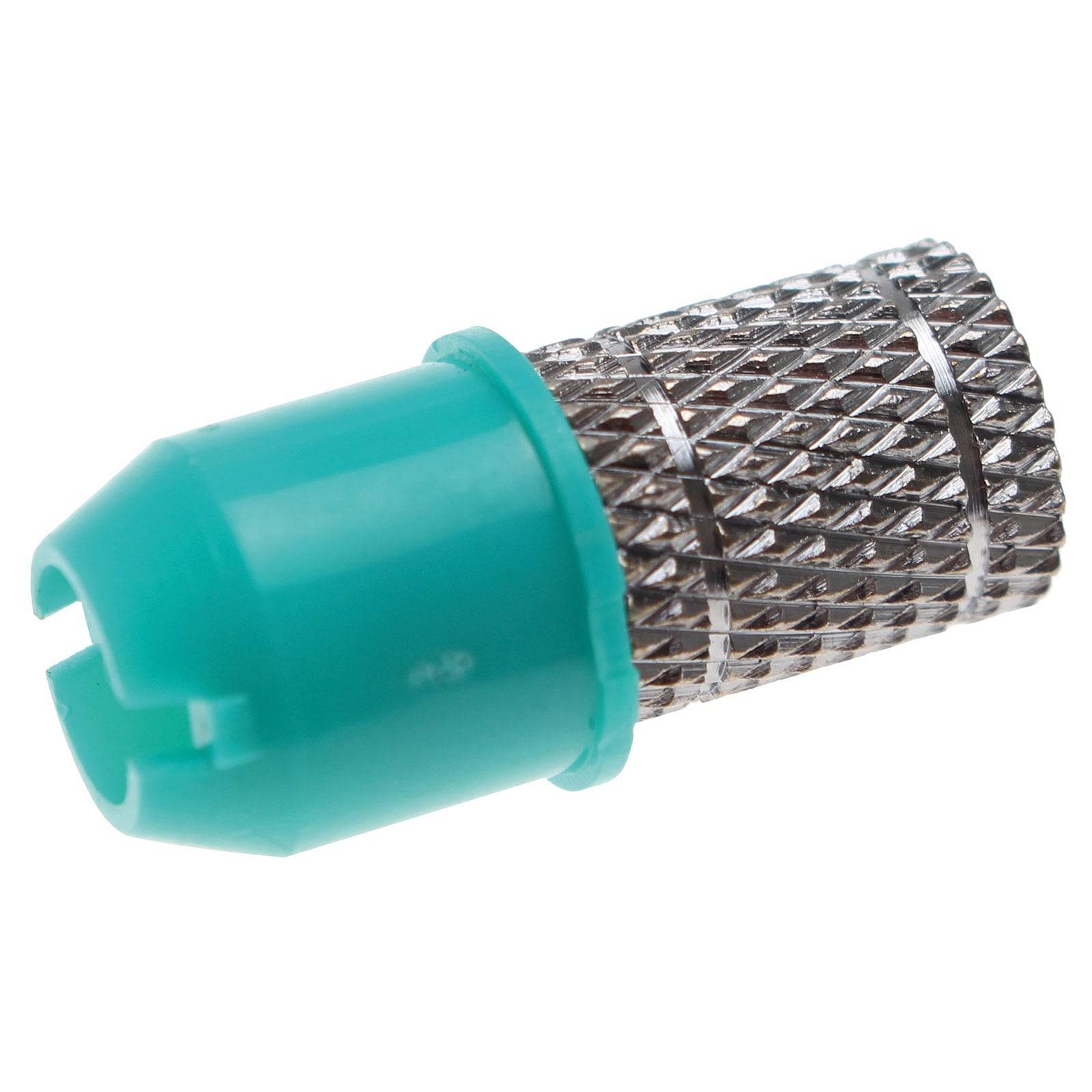 Ein grün-silberner koaxialer Kabelstecker mit einem verschraubten Metallabschnitt und einer grünen Plastikkappe, der zum Sichern von Kabelverbindungen verwendet wird.