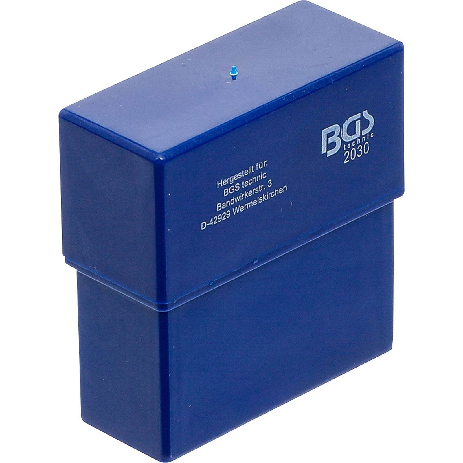 Eine blaue Plastikbox mit dem Aufdruck 