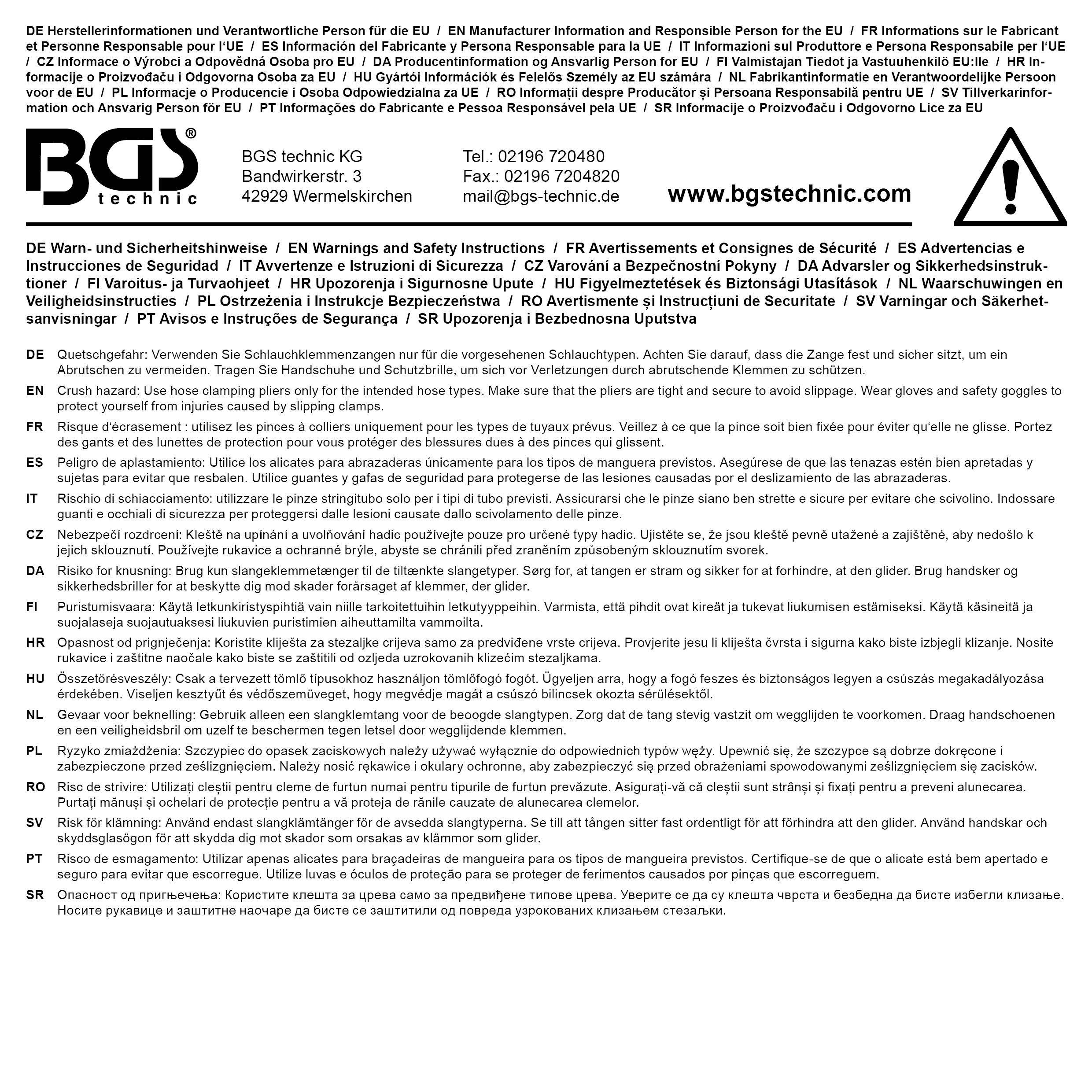 BGS technic Schlauchklemmenzange | fr CLIC Schlauchschellen | 175 mm
