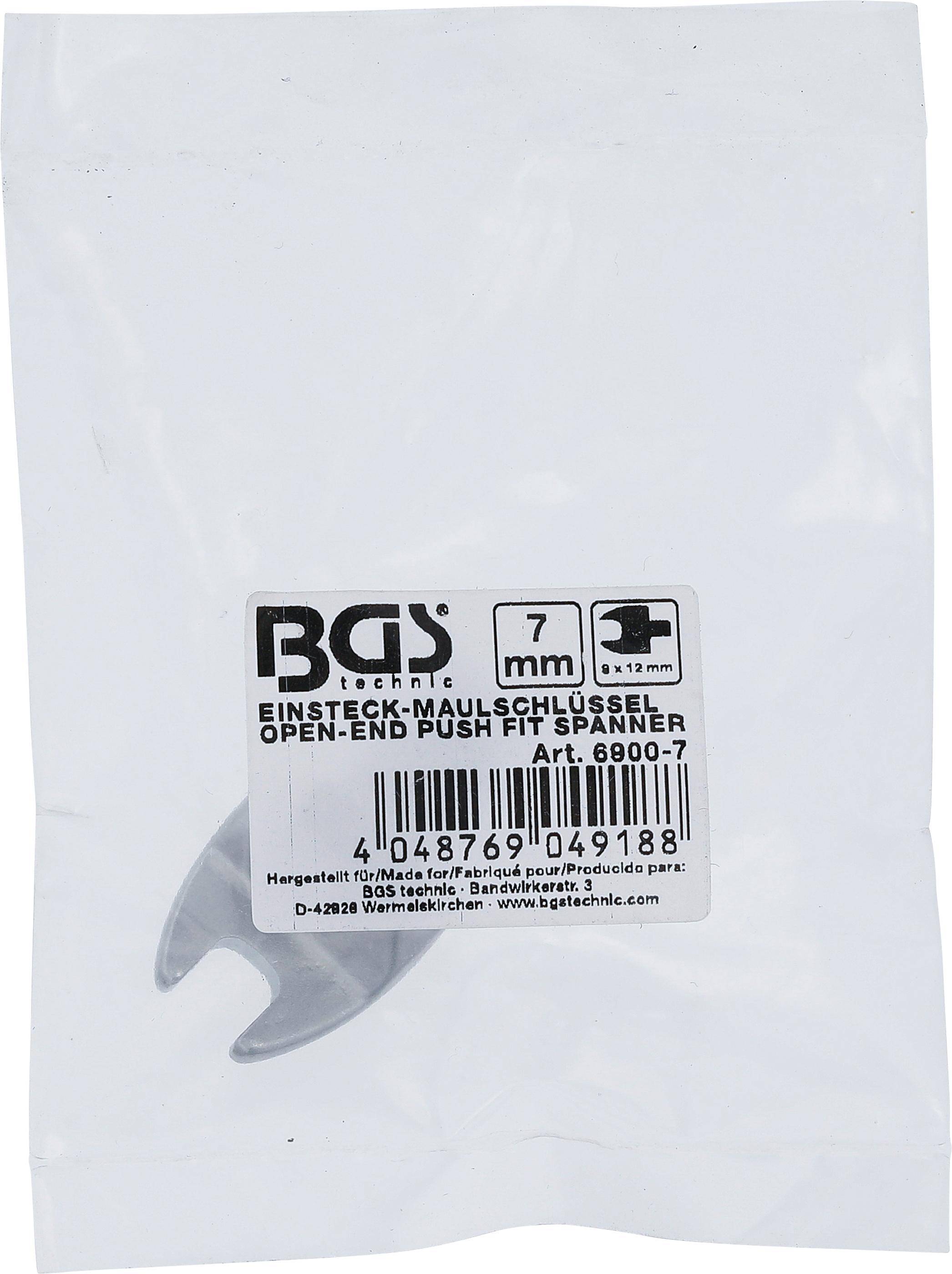 BGS technic Einsteck-Maulschlssel | 7 mm | Aufnahme 9 x 12 mm