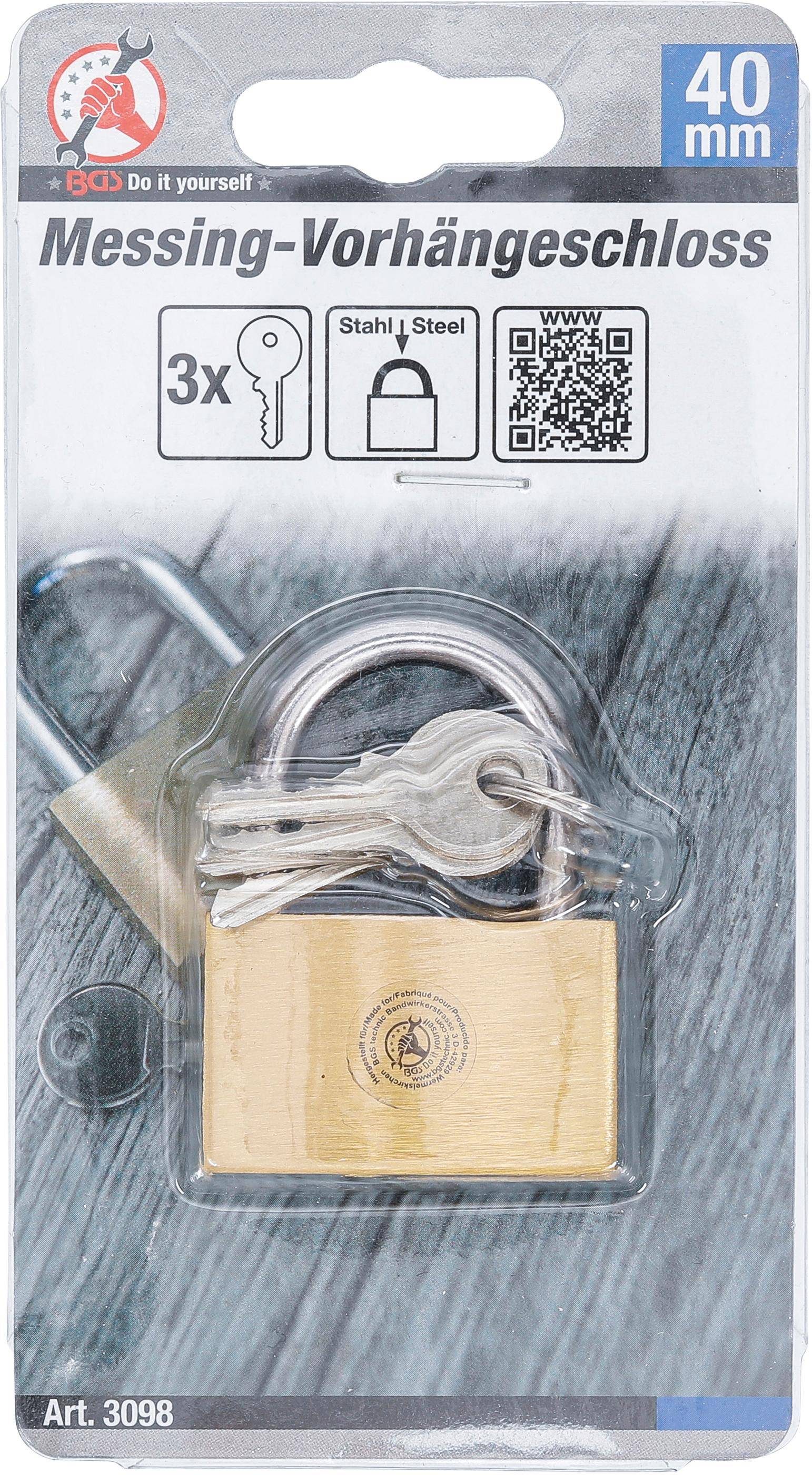 BGS Do It Yourself Messing-Vorhängeschloss | 40 mm