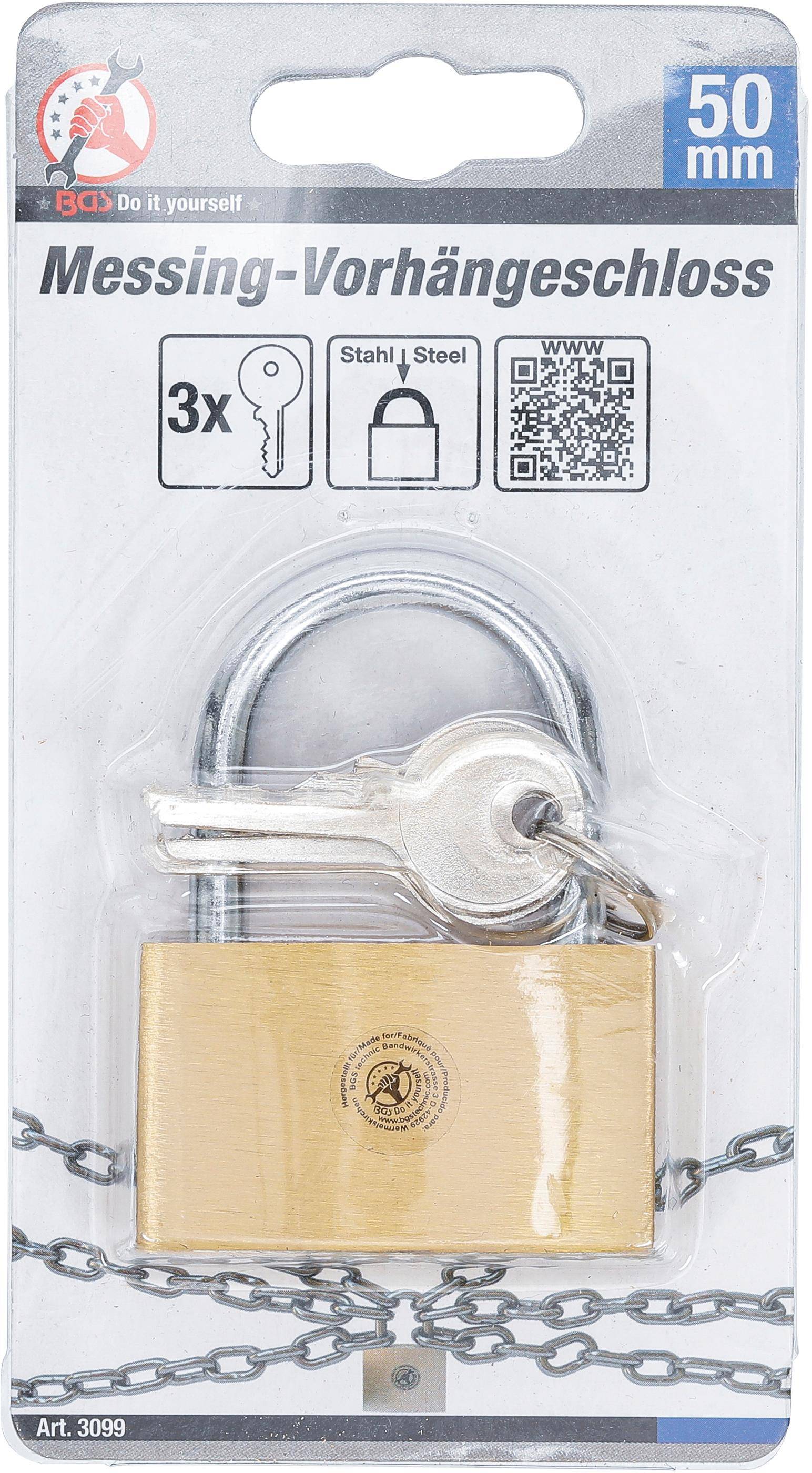 BGS Do It Yourself Messing-Vorhängeschloss | 50 mm