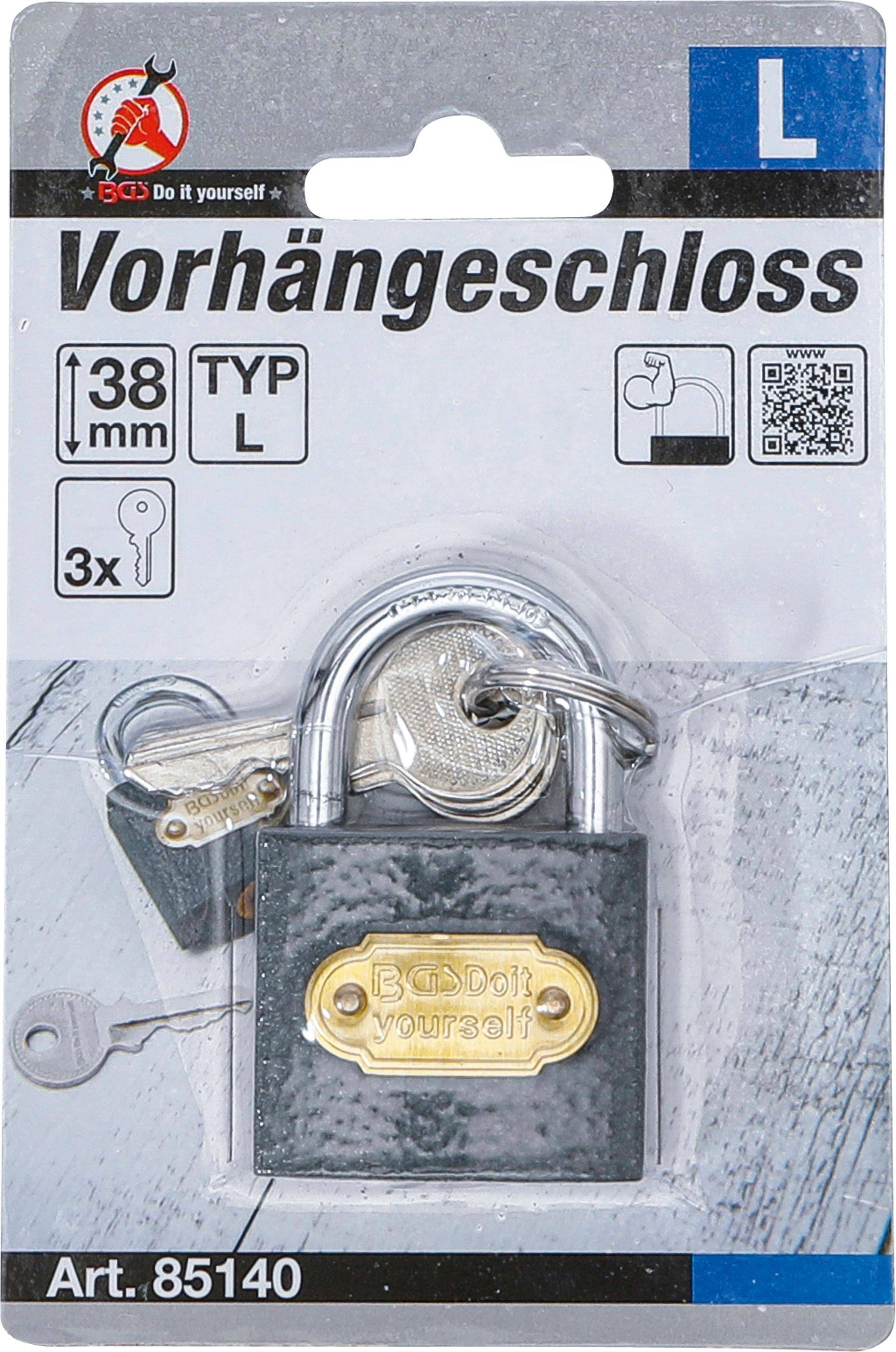 BGS Do It Yourself Vorhängeschloss | Typ L | 38 mm