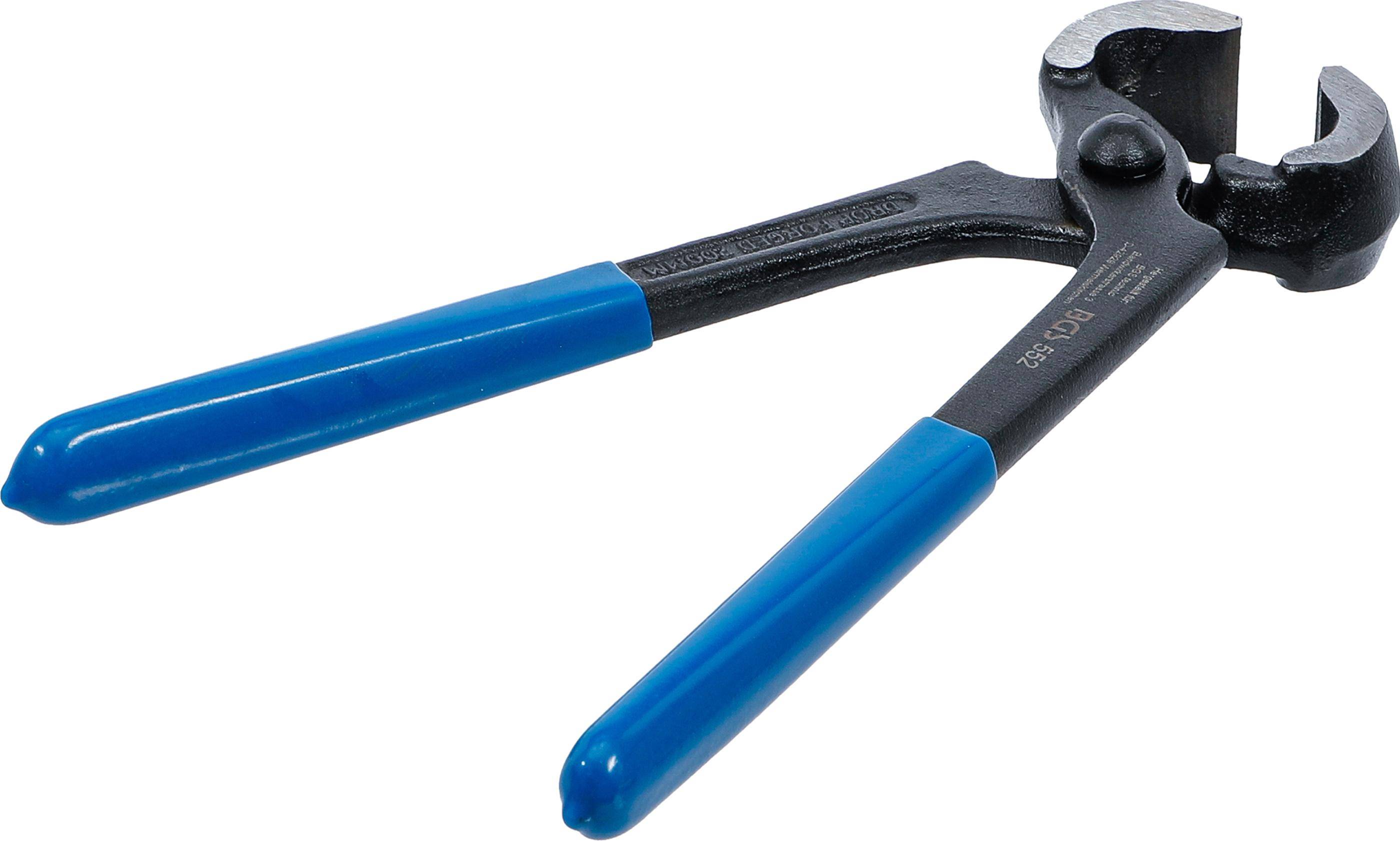 Kabelschneider mit blauem Griff und scharfen Klingen, entwickelt zum Schneiden von Draht oder Kabeln.