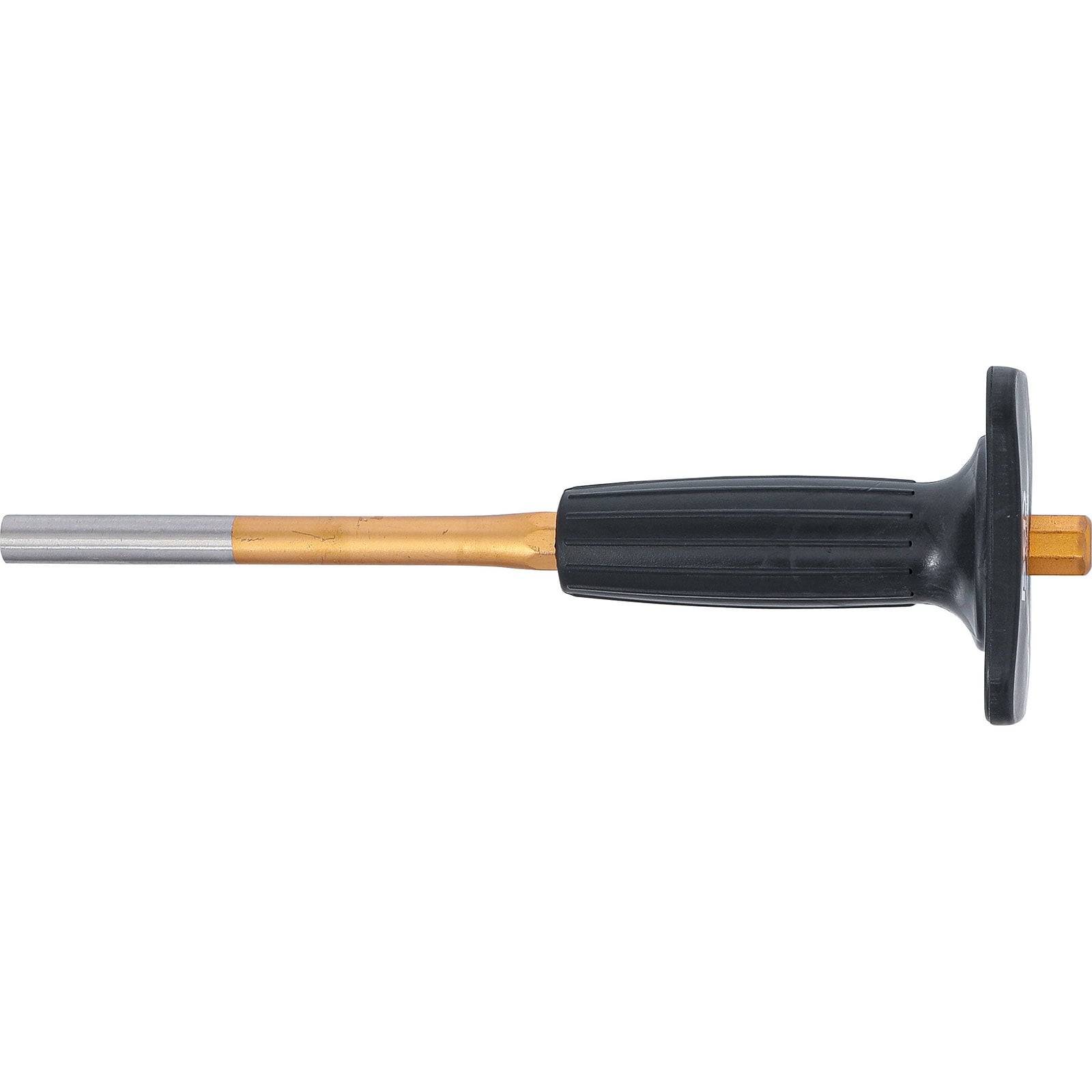 Ein Glättwerkzeug mit einem schwarzen Griff und einer Messingspitze, verwendet zum Glätten oder Polieren von Oberflächen.