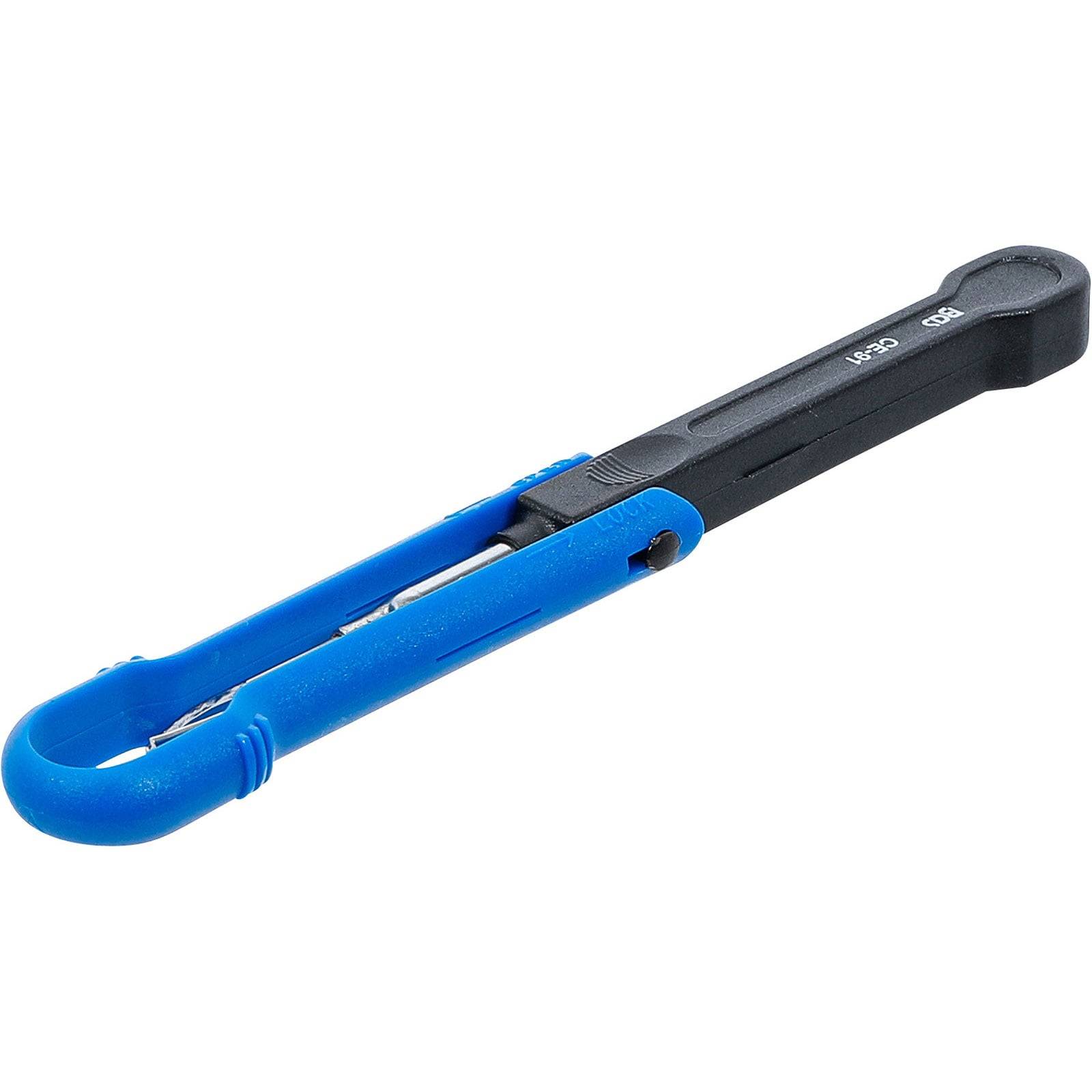 Eine blaue Plastik-Flöte mit einem schwarzen Mundstück, die für Soundeffekte und musikalisches Spiel konzipiert ist.