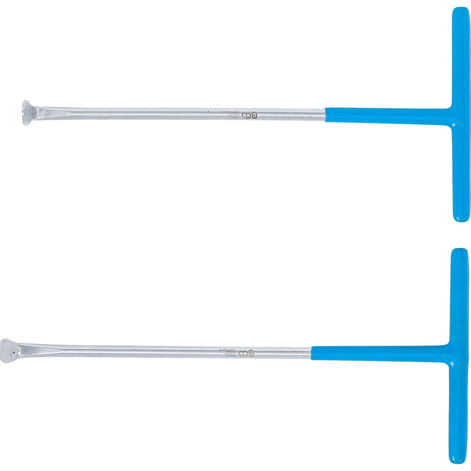 Zwei türkisfarbene T-förmige Sechskantschlüssel für Fahrräder, horizontal ausgerichtet.