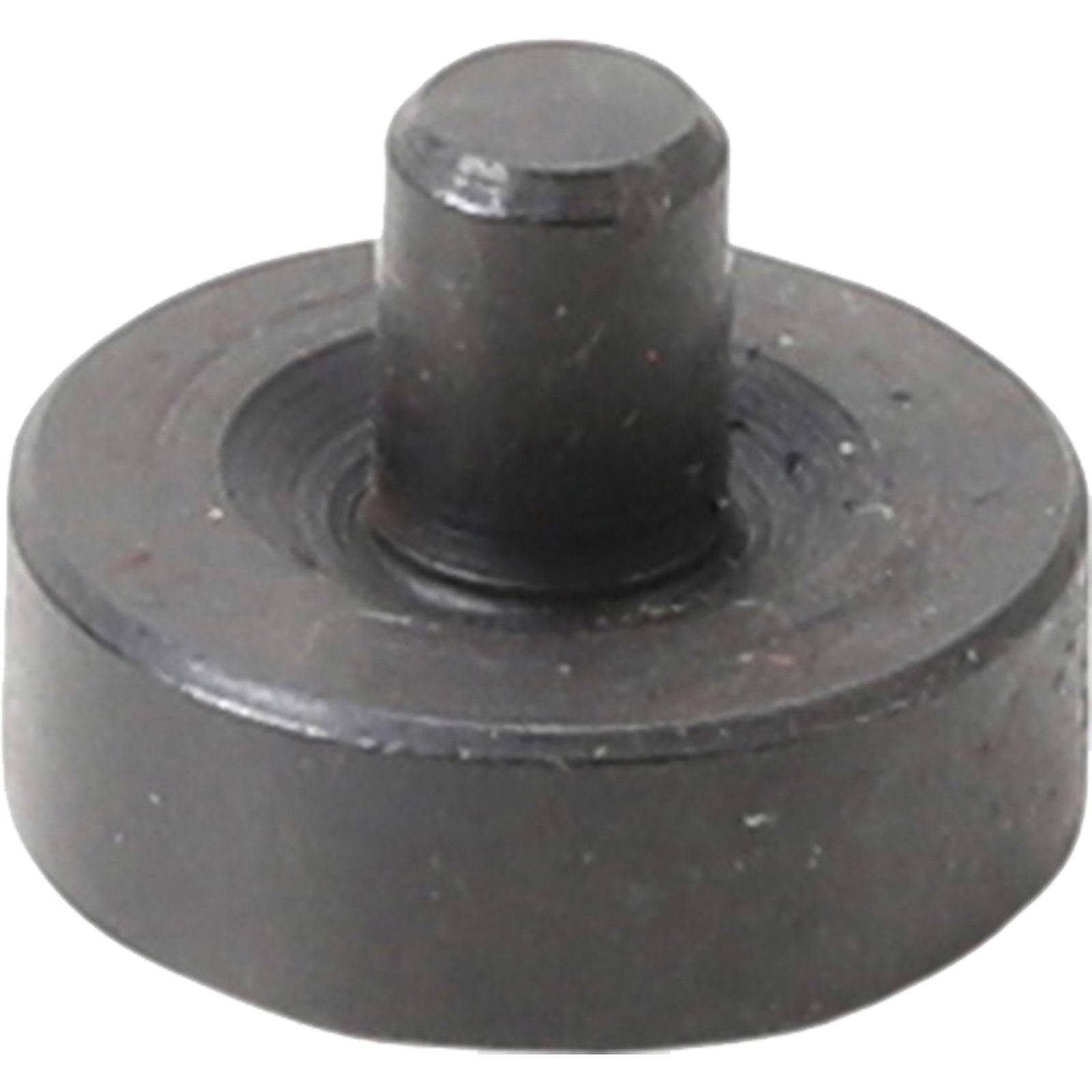 Eine kleine, runde Metallscheibe mit einem zylindrischen Aufsatz oben, möglicherweise eine mechanische oder industrielle Komponente für den Maschineneinsatz.