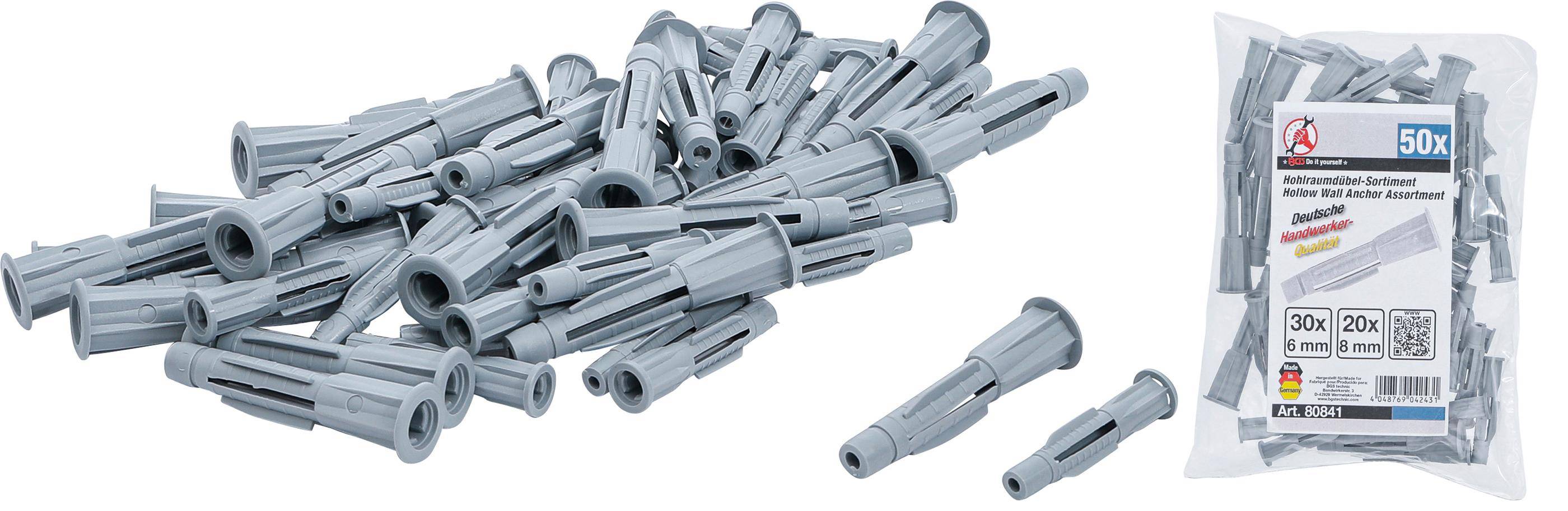 BGS Diy Hohlraumdübel-Sortiment | 50-tlg.