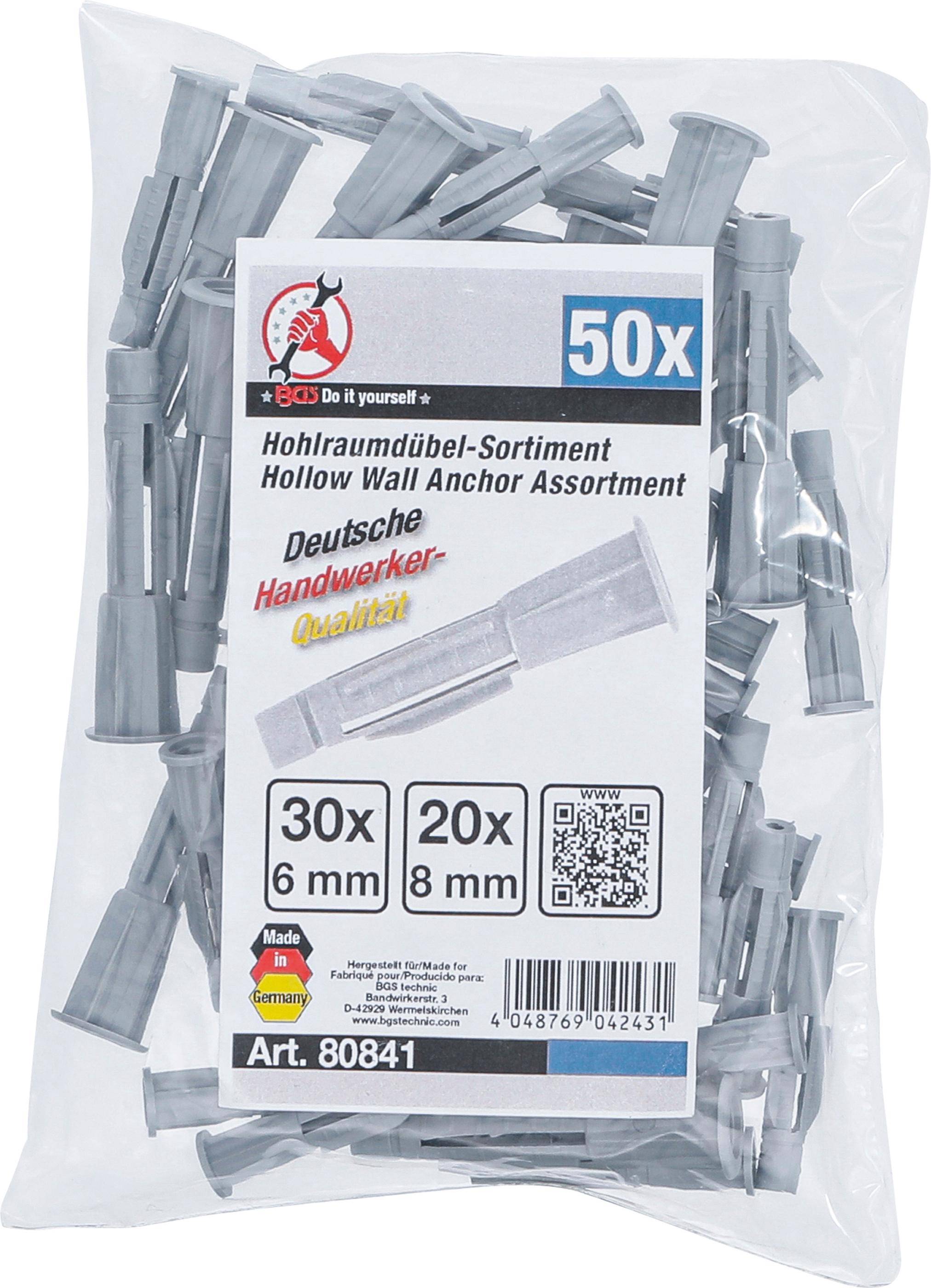 BGS Diy Hohlraumdübel-Sortiment | 50-tlg.