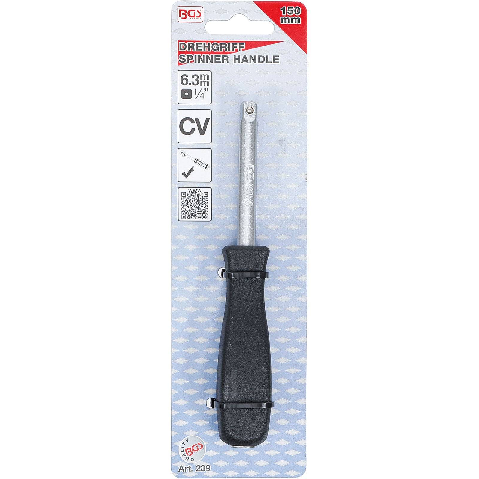 Spinner-Griff-Schraubendreher, 150 mm, CV-Stahl, BGS-Marke, schwarzer Griff, passend für 6,3 mm (1/4