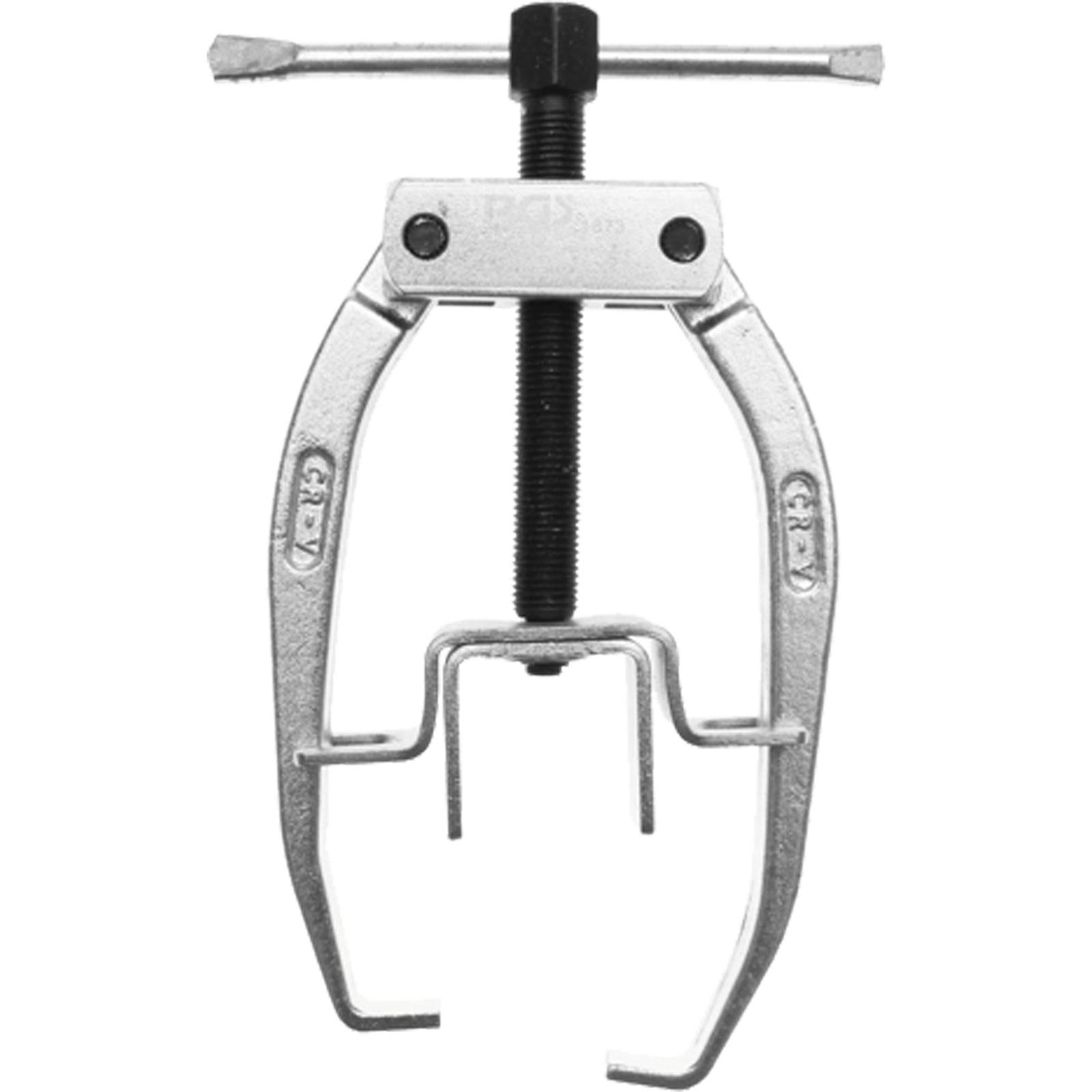 Ein Zahnradabzieher mit zwei Armen und einer zentralen Schraube, der zum Entfernen von Zahnrädern, Riemenscheiben oder Lagern von einer Welle verwendet wird.