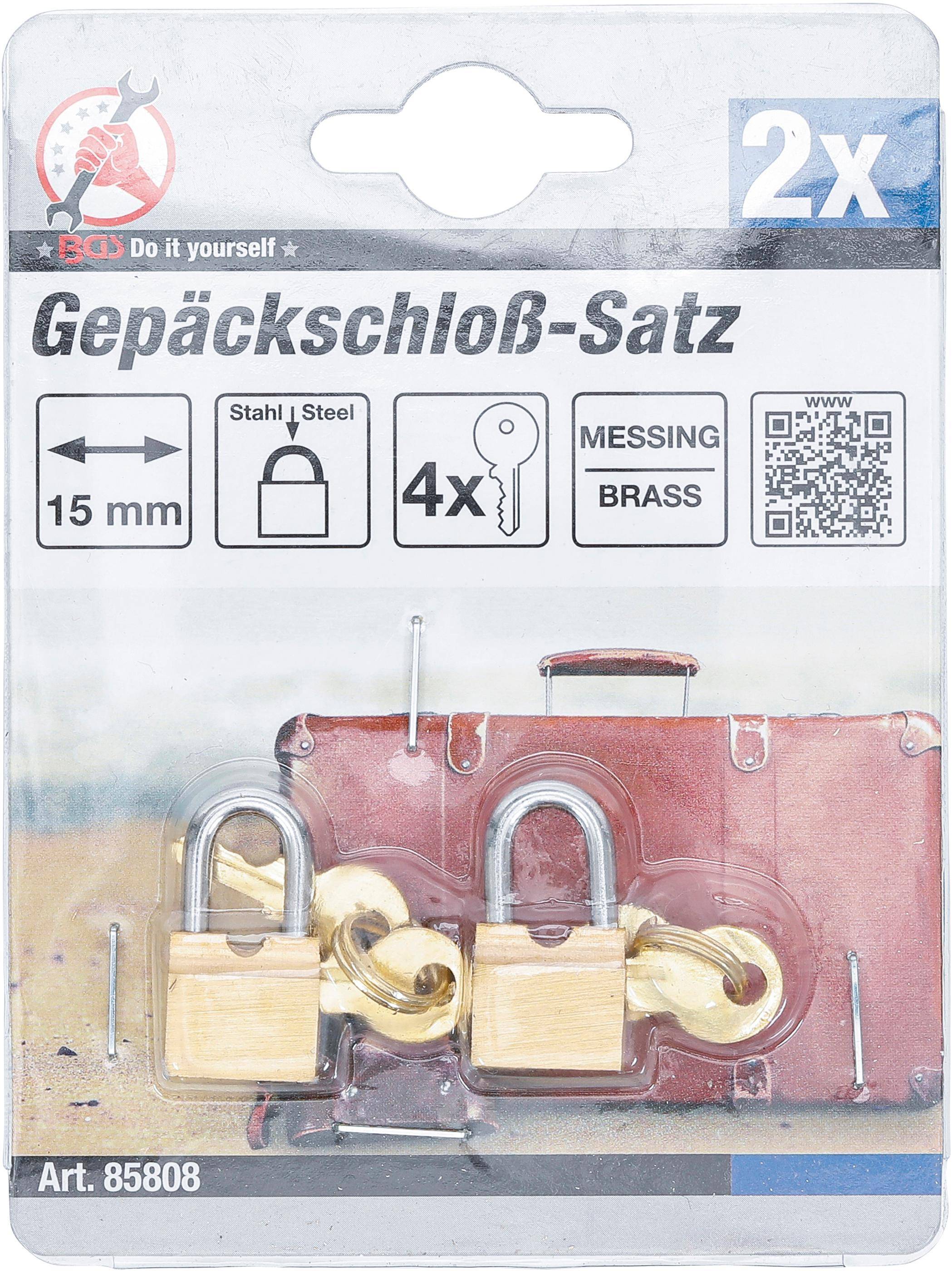 BGS Do It Yourself Gepäckschloß-Satz | 15 mm | 2-tlg.