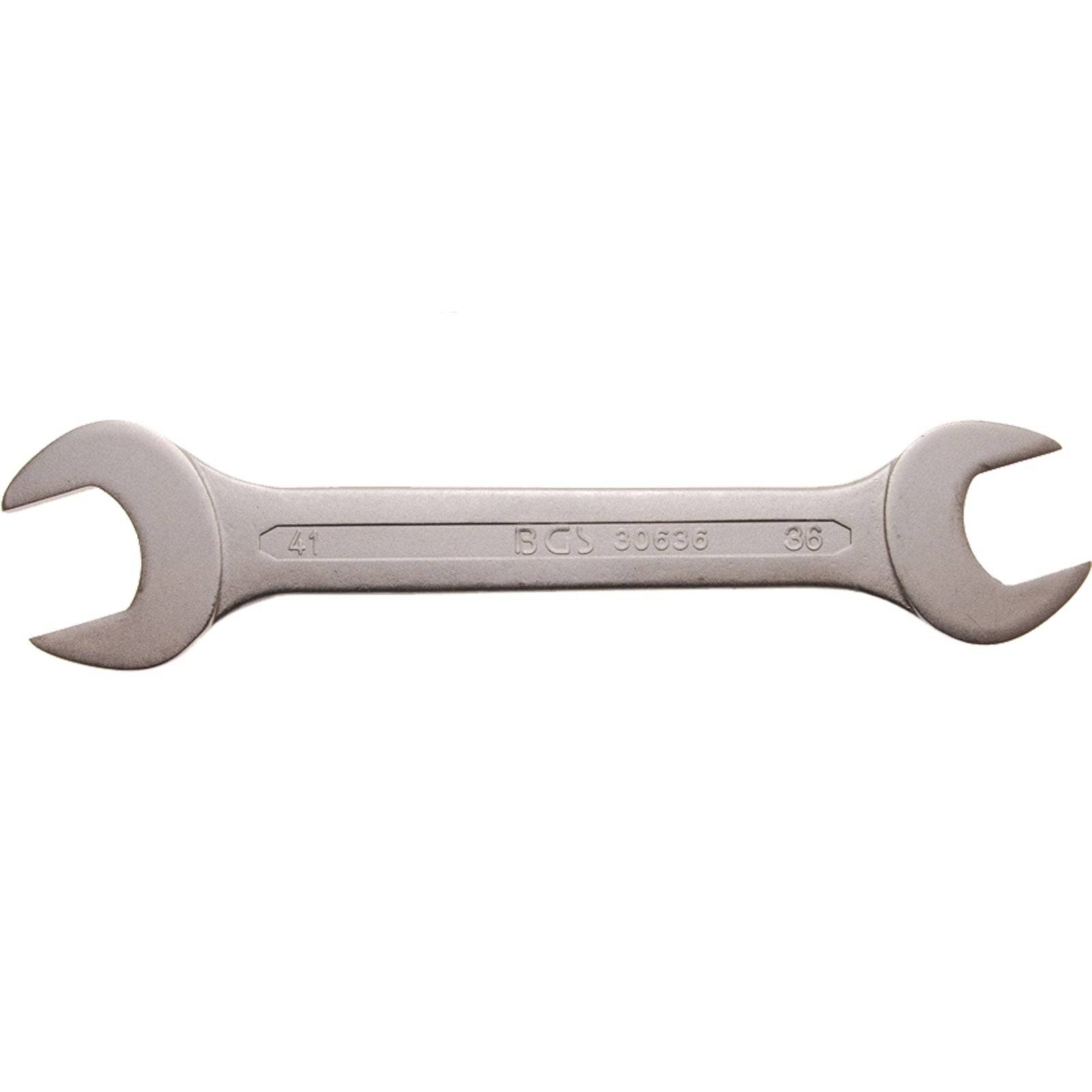 Ein doppelseitiger Maulschlüssel mit den Größenmarkierungen '8' und '9'. Der Schraubenschlüssel ist aus Metall und trägt den Markennamen 'BGS'.